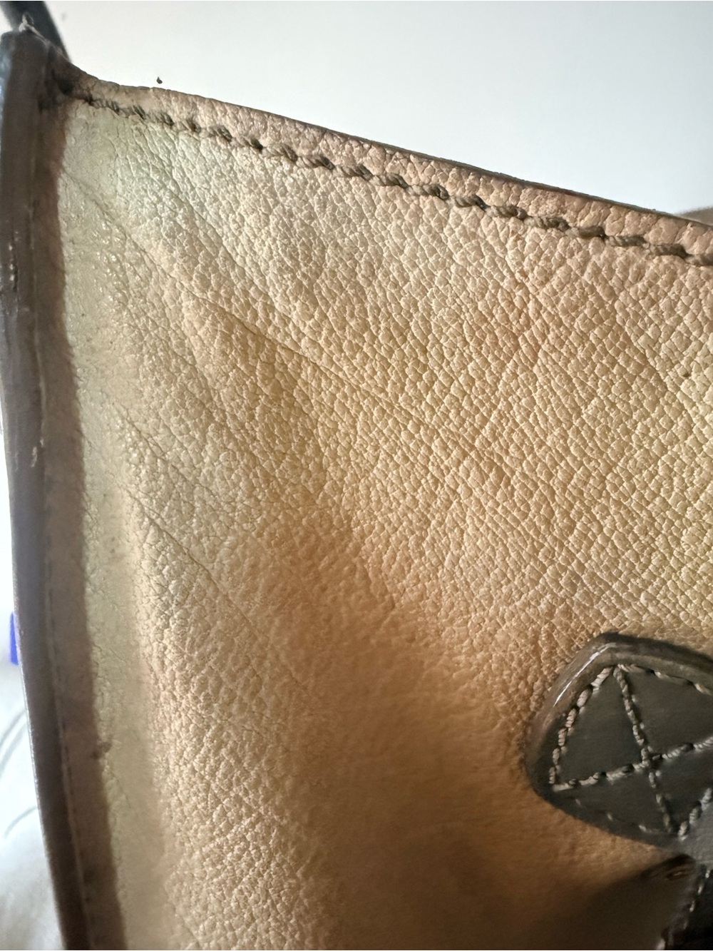Authentic Phoebe Philo Celine Micro Luggage Tote Bi Color Green Tan Leather - Picture 10 of 16